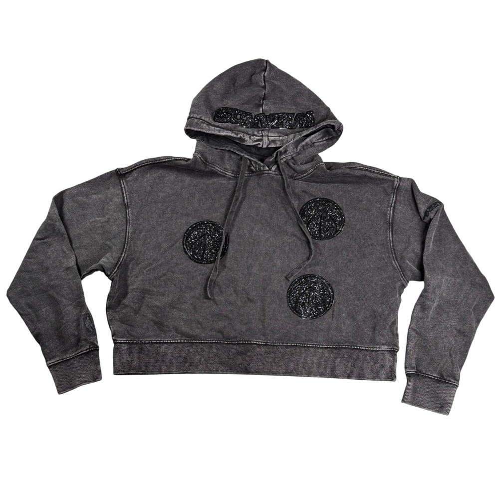 Pro Standard Washington Wizards Cropped Hoodie Washed Black Glitter NBA Large